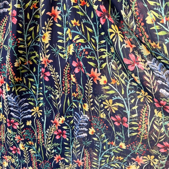 Jason Wu Eloquii Floral Halter Maxi Dress Sheer Overlay Navy Lining Lightweight - Picture 5 of 9